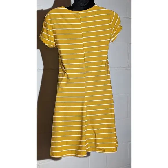 Rue21 Striped TShirt Fit and Flare Skater Dress Yellow White Short Sleeve Xsmall - Picture 3 of 4